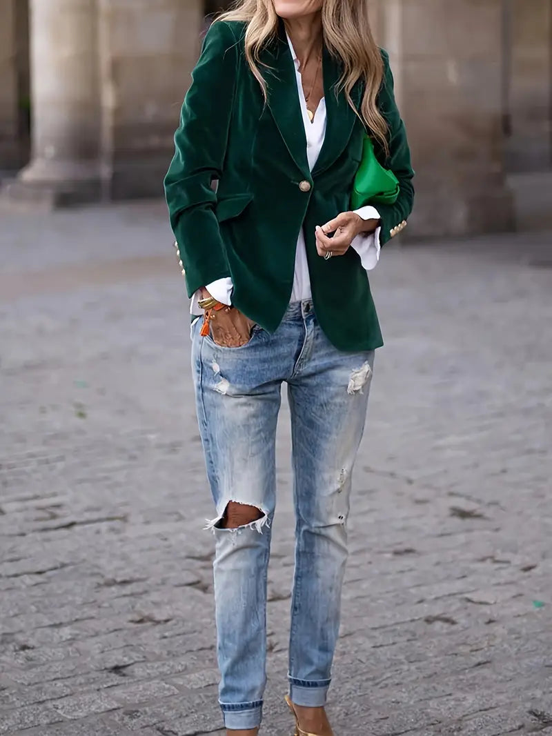 Suzanne | Blazer en ajusté avec boutons dorés pour femmes