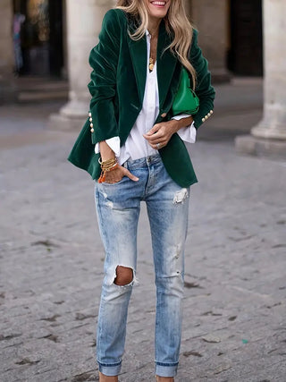 Suzanne | Blazer en ajusté avec boutons dorés pour femmes