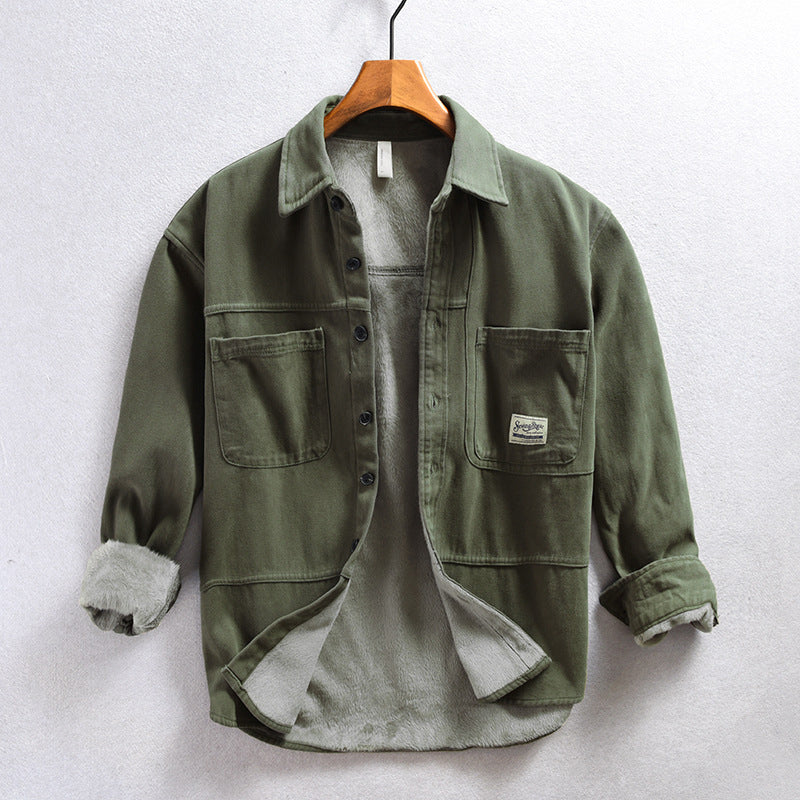 Chemise cargo en polaire pour homme