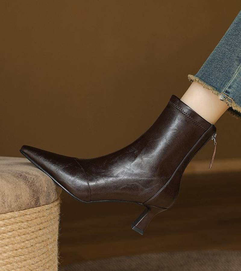 Geneviève | Bottines en cuir à talon élégant