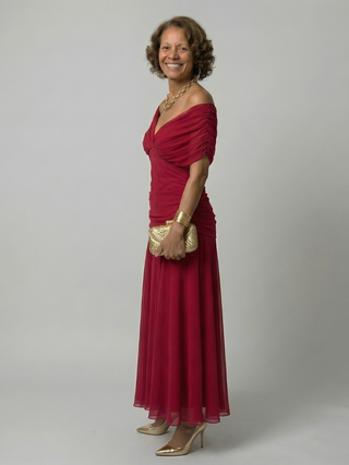 Justine | Robe midi décontractée à épaules dénudées Calen
