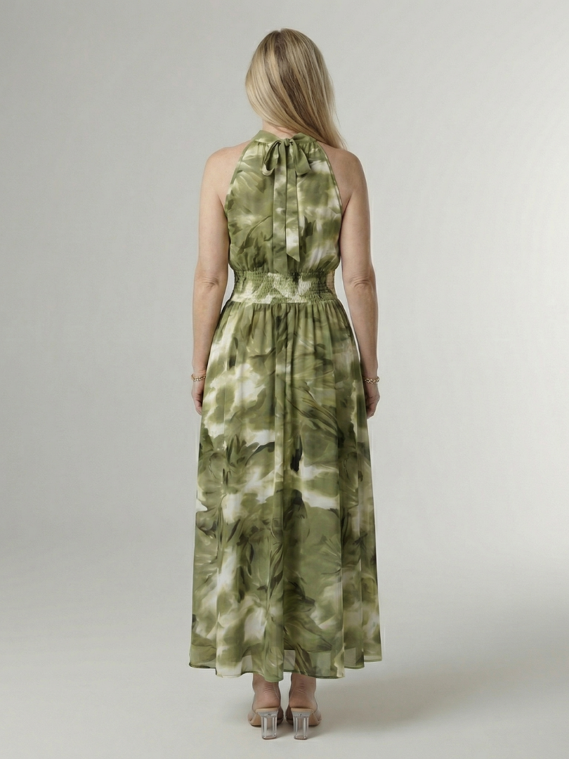 Margaux | Robe midi à encolure halter froncée Sylin