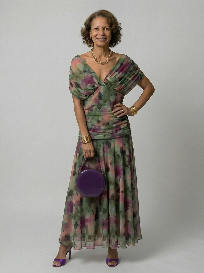 Justine | Robe midi décontractée à épaules dénudées Calen