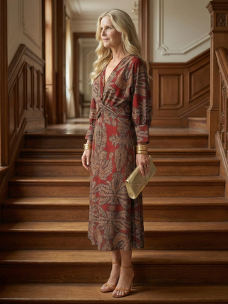 Alice | Robe midi wrap naturelle Lune