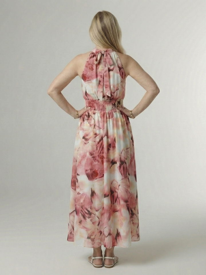 Margaux | Robe midi à encolure halter froncée Sylin
