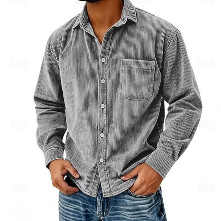 Chemise boutonnée en velours côtelé pour homme