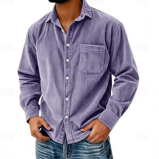 Chemise boutonnée en velours côtelé pour homme