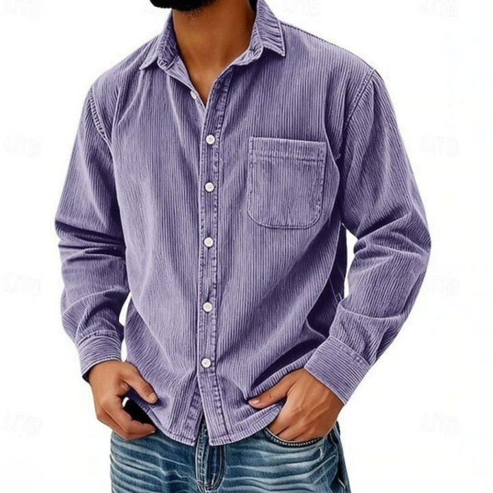 Chemise boutonnée en velours côtelé pour homme
