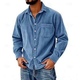 Chemise boutonnée en velours côtelé pour homme