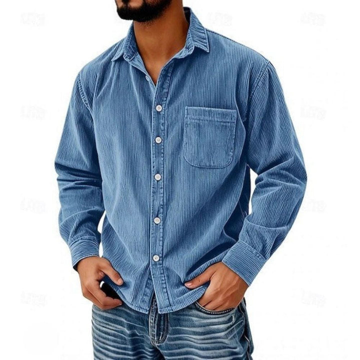 Chemise boutonnée en velours côtelé pour homme