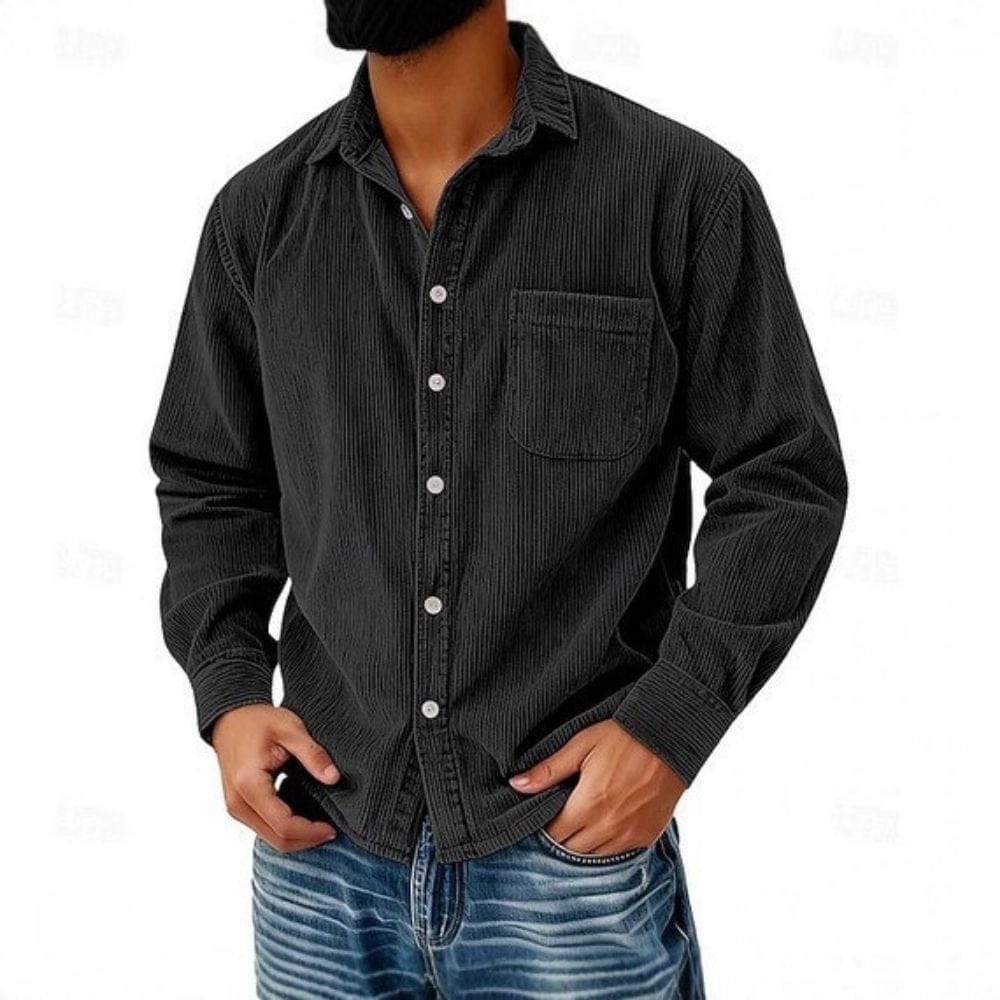 Chemise boutonnée en velours côtelé pour homme