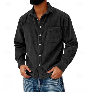 Chemise boutonnée en velours côtelé pour homme