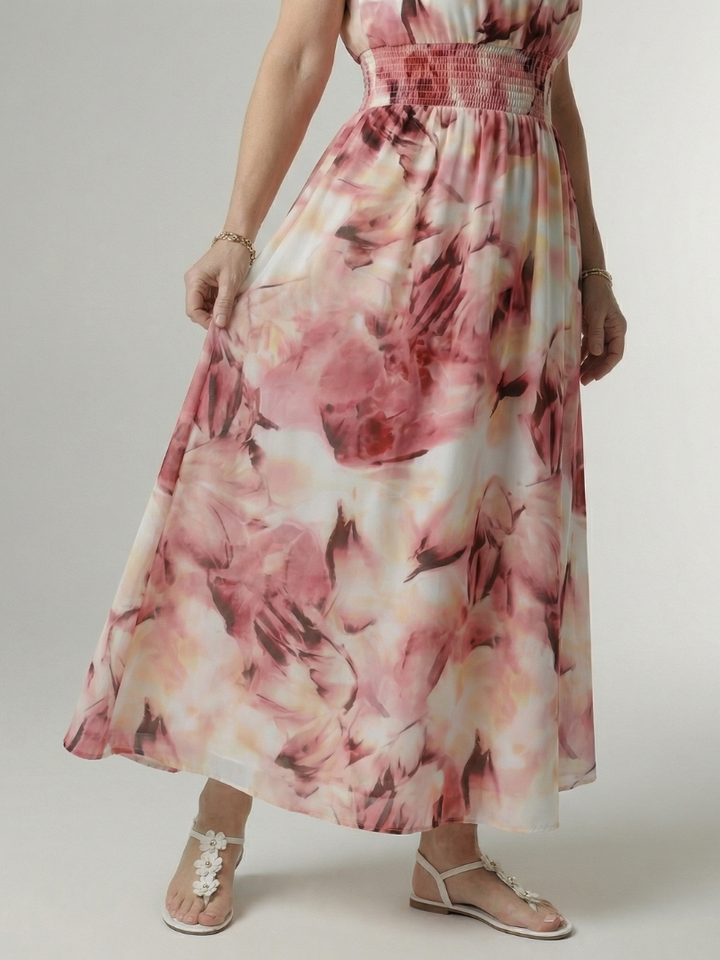 Margaux | Robe midi à encolure halter froncée Sylin