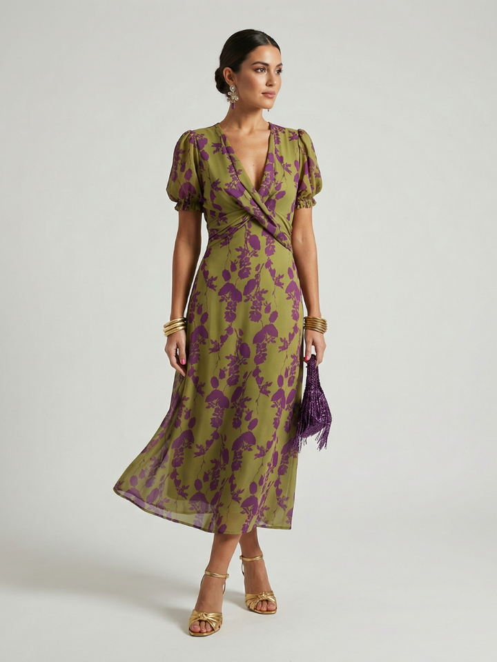 Inès | Robe midi florale détendue Virel