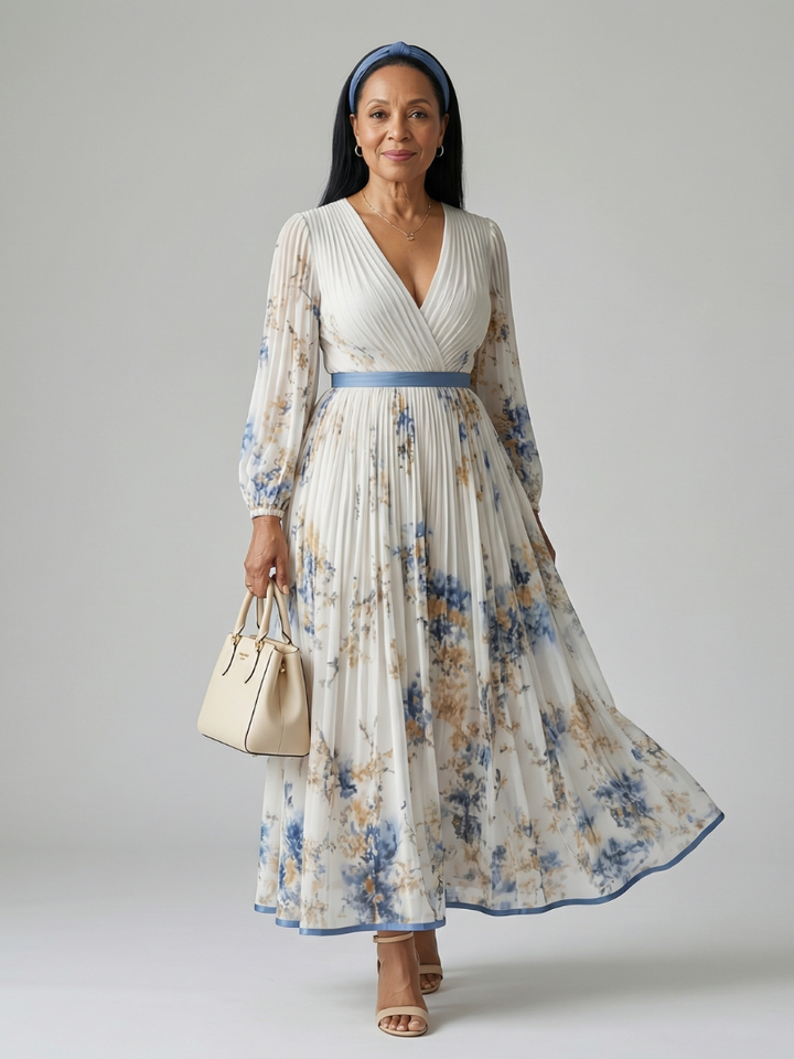 Juliette | Robe midi plissée à enveloppe Rielle