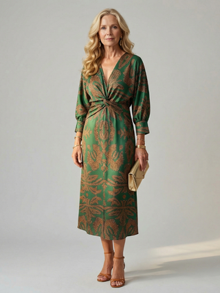 Alice | Robe midi wrap naturelle Lune