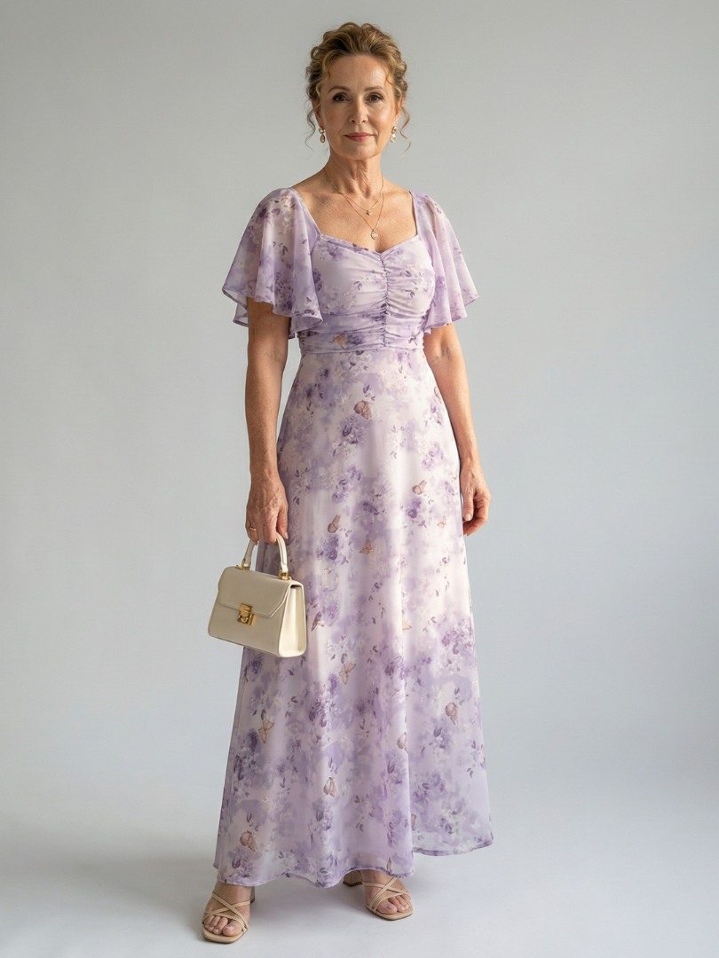 Anaïs | Robe midi à manches volantes Vaelis