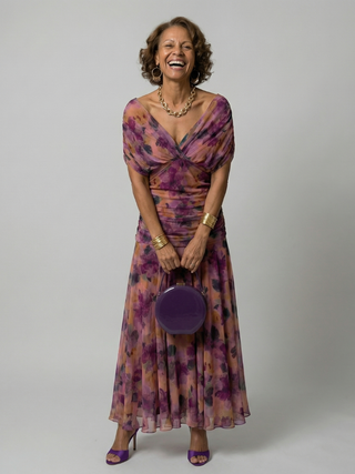Justine | Robe midi décontractée à épaules dénudées Calen