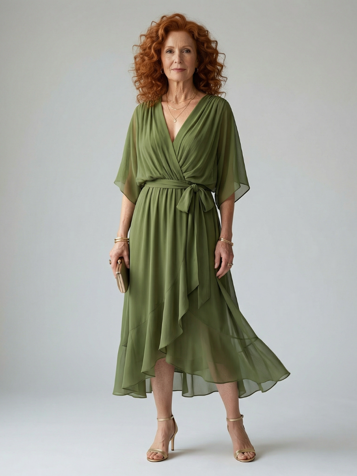 Océane | Robe midi drapée Elric
