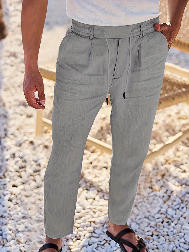 Quentin | Pantalons larges en lin avec cordon