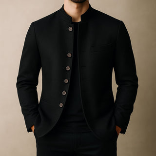Veste en laine avec col droit