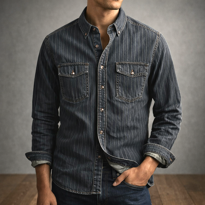 Chemise à rayures manches longues pour homme
