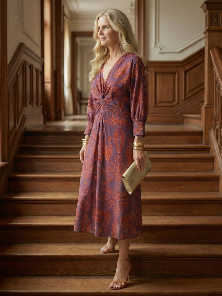 Alice | Robe midi wrap naturelle Lune
