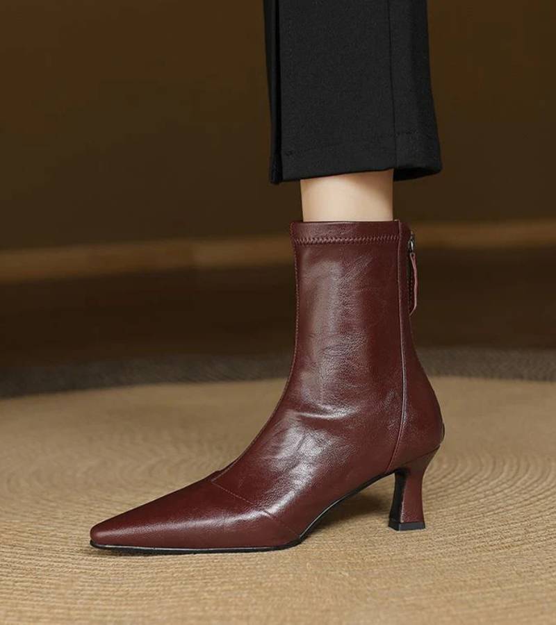 Geneviève | Bottines en cuir à talon élégant