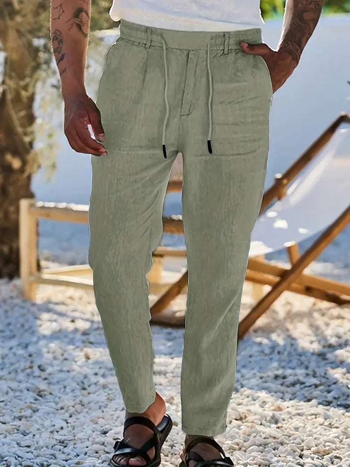 Quentin | Pantalons larges en lin avec cordon