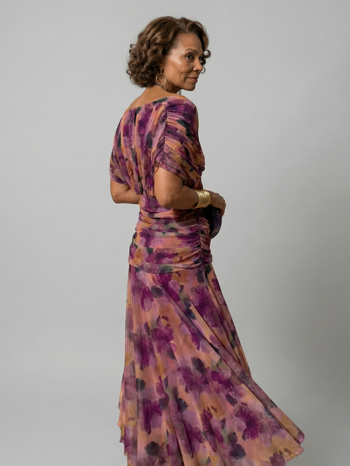 Justine | Robe midi décontractée à épaules dénudées Calen