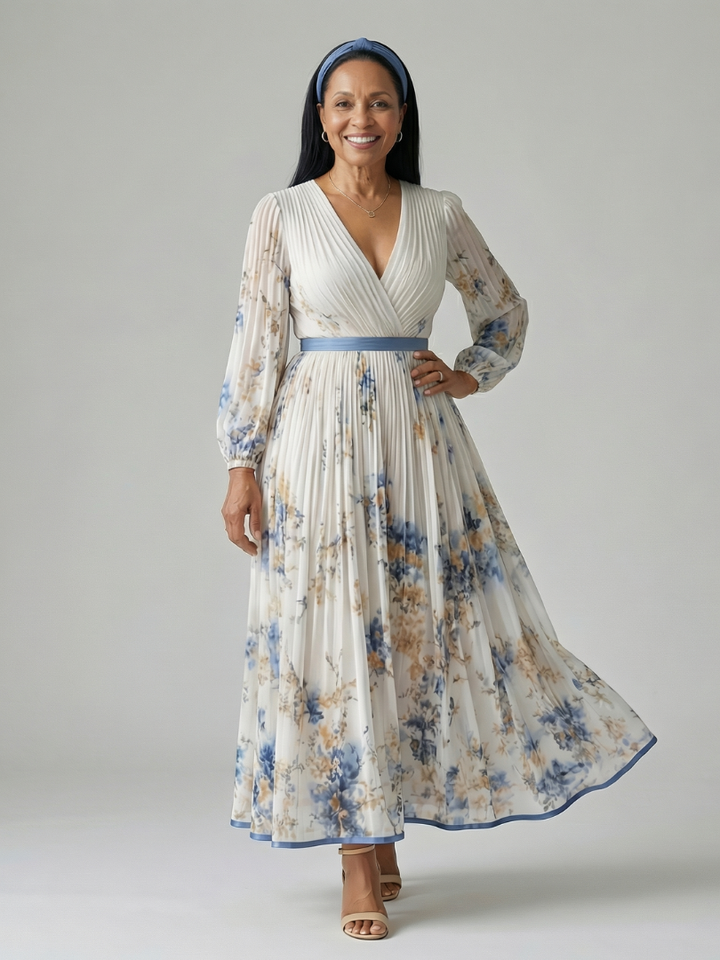 Juliette | Robe midi plissée à enveloppe Rielle