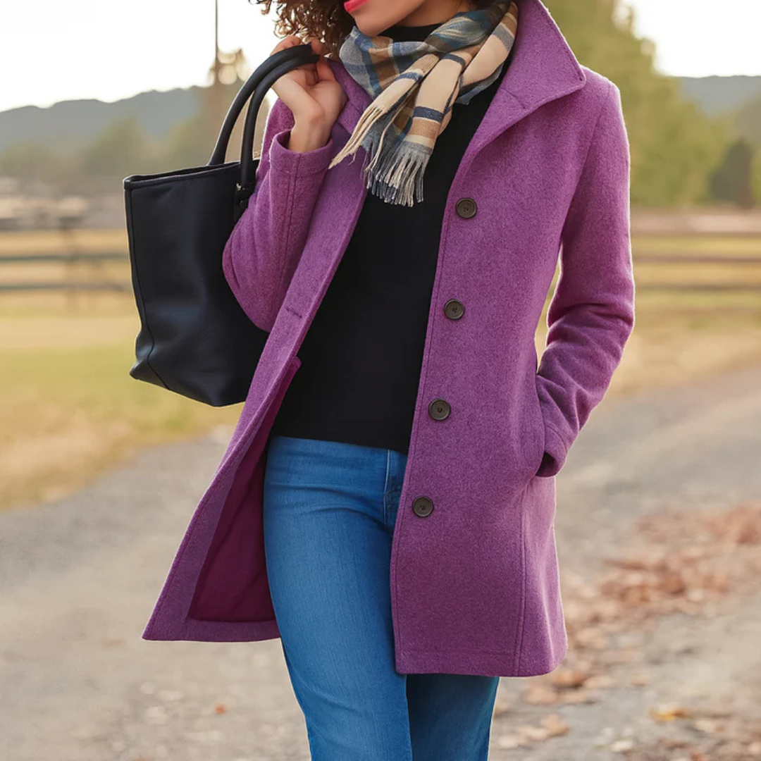 Maryse | Manteau droit classique à boutons pour femmes