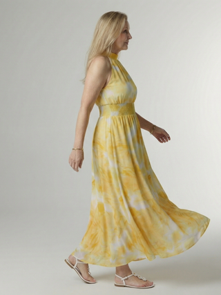 Margaux | Robe midi à encolure halter froncée Sylin