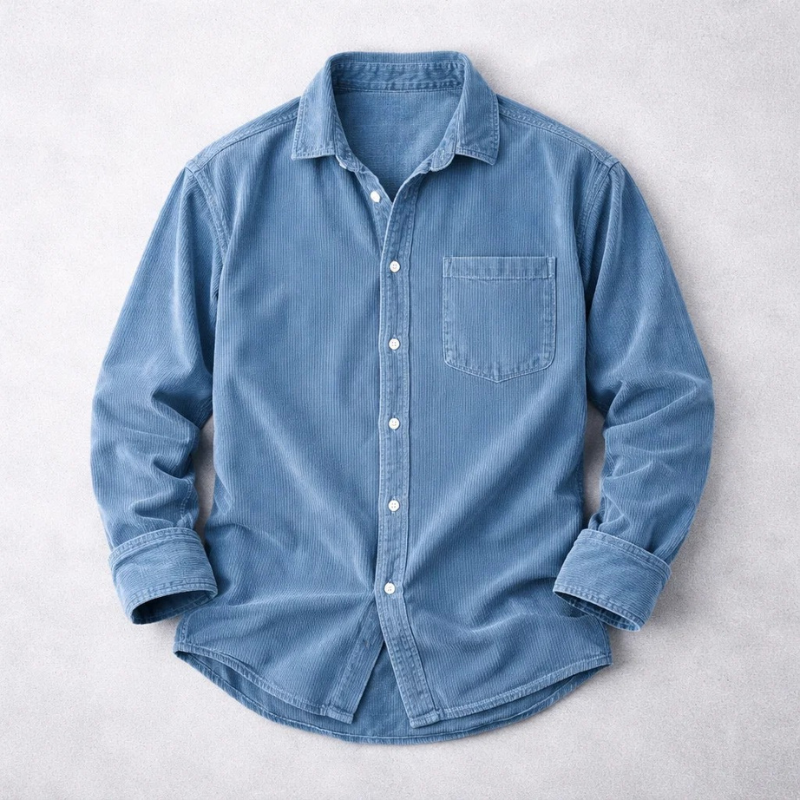 Chemise classique en velours côtelé pour homme