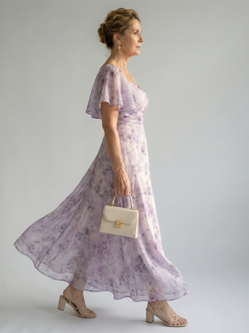 Anaïs | Robe midi à manches volantes Vaelis