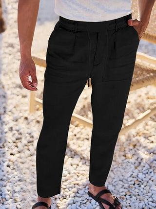 Quentin | Pantalons larges en lin avec cordon
