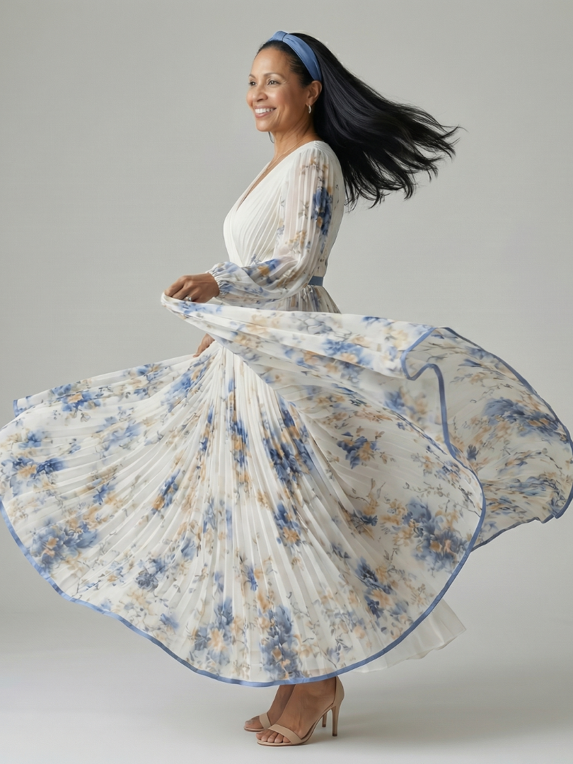 Juliette | Robe midi plissée à enveloppe Rielle