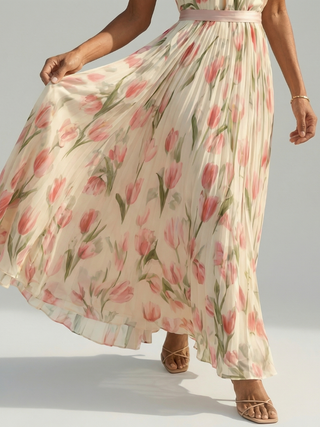 Héloïse | Robe midi à col halter à fleurs Aurelle