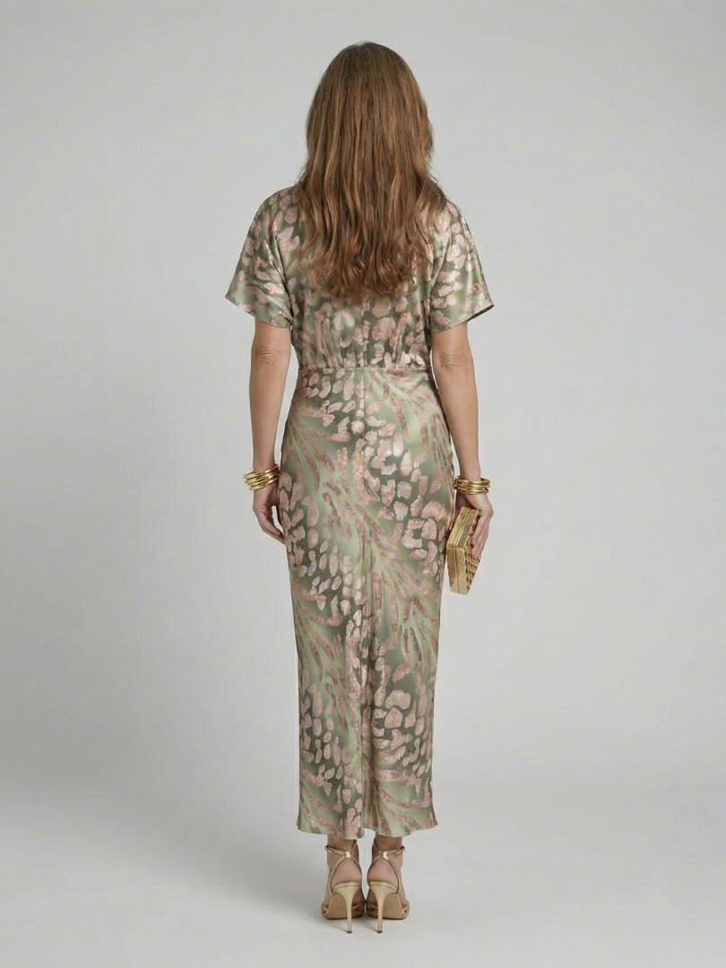 Pauline | Robe midi à imprimé abstrait Coralie