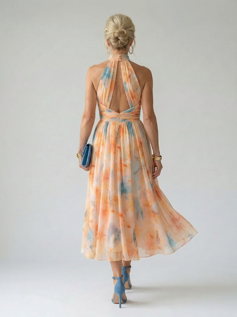 Capucine | Robe midi à col halter doux Elin
