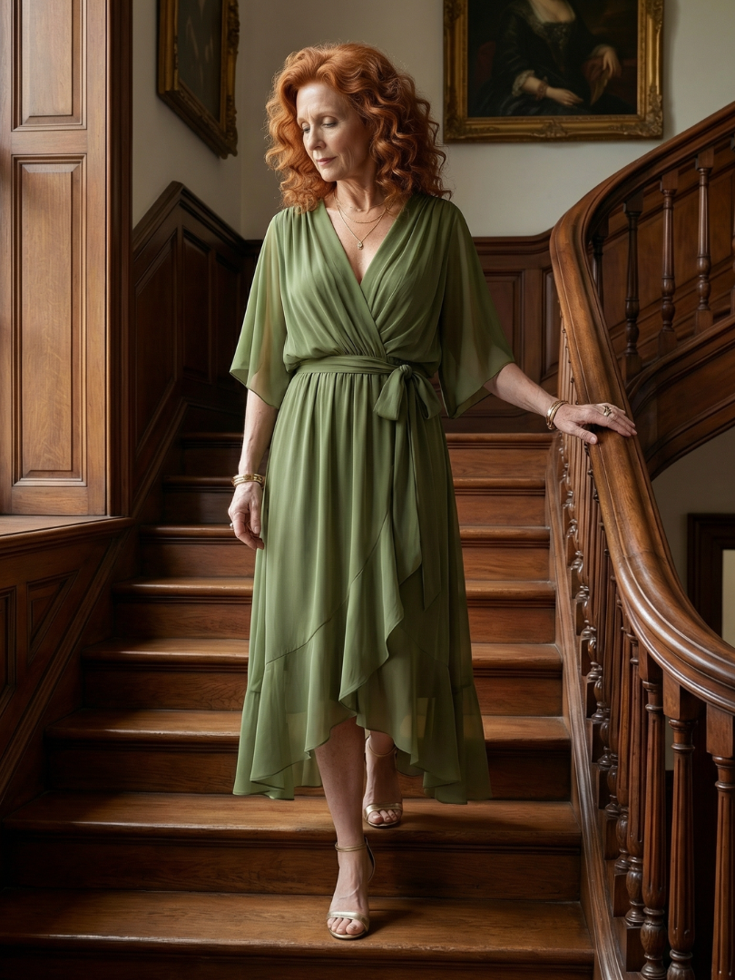 Océane | Robe midi drapée Elric
