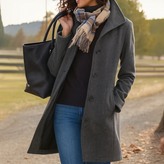Maryse | Manteau droit classique à boutons pour femmes