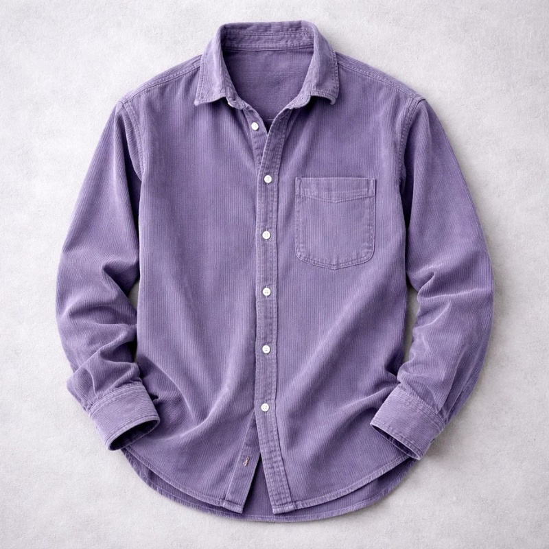 Chemise classique en velours côtelé pour homme