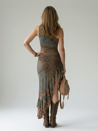 Blanche | Robe midi drapée silencieuse Zalia