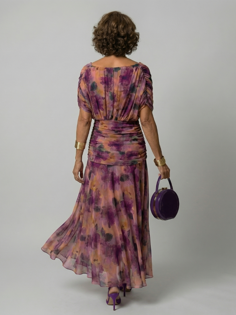 Justine | Robe midi décontractée à épaules dénudées Calen