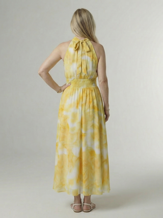 Margaux | Robe midi à encolure halter froncée Sylin