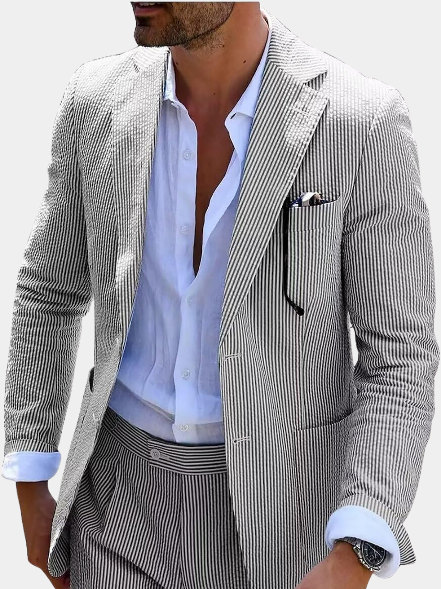Complet été à rayures (pantalons + veste)