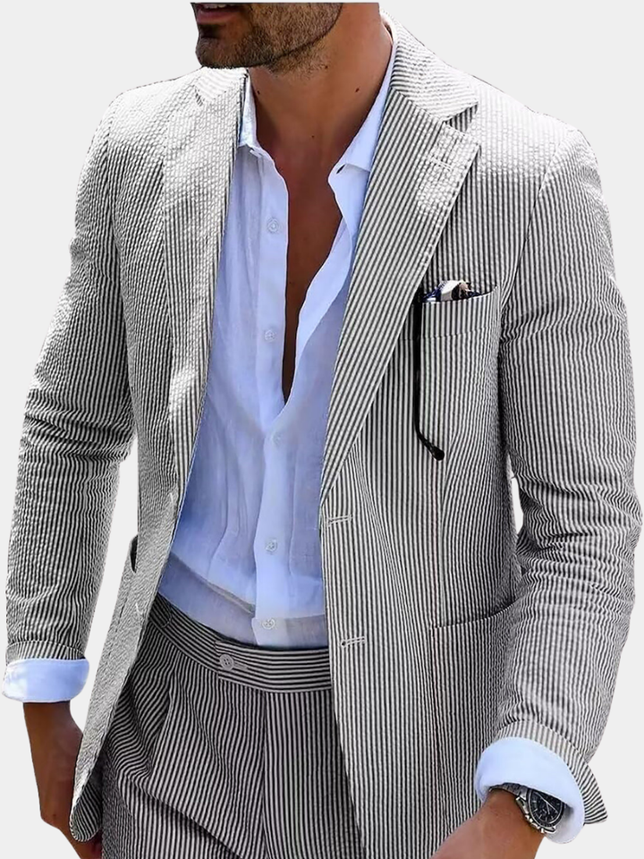 Complet été à rayures (pantalons + veste)