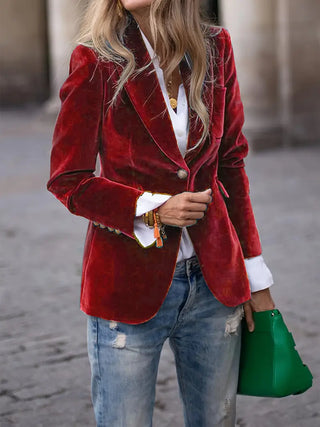 Suzanne | Blazer en ajusté avec boutons dorés pour femmes
