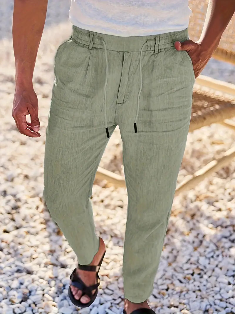 Quentin | Pantalons larges en lin avec cordon